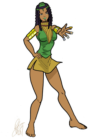 Cartoon woman green top gold - a green top free wallpaper