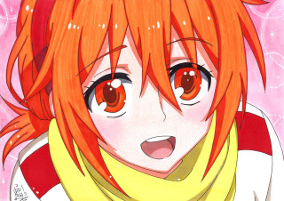 Girl red hair scarf eyes - her neck free wallpaper