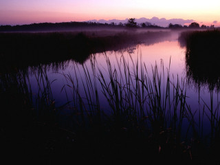 Lake reeds sunset clouds mountain - charles ragland bunnell free wallpaper