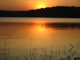 Sunset lake boat trees background 3 - a sunset over a lake free wallpaper