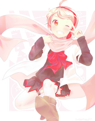 Red dress pink scarf manga - a cell phone free wallpaper for mobile
