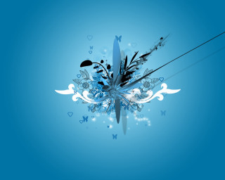 Blue background flowers arrows pattern 2 - cedric seaut keos masons free wallpaper for desktop