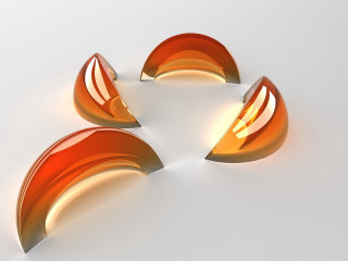 Three orange shapes light shining 2 - clean free wallpaper