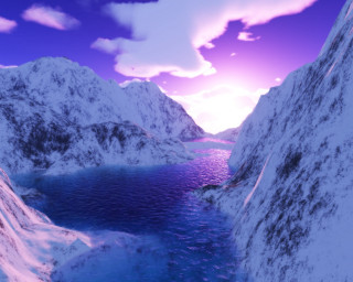Mountain lake snow purple sky 2 - a few snow covered mountains free wallpaper