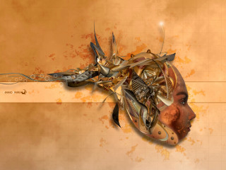 Woman clock scissors hair digital - biomechanical free wallpaper for desktop