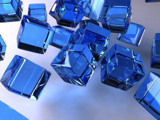 Blue glass cubes tabletop white 2 - blue background free wallpaper