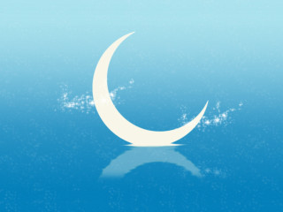 Crescent star reflection water blue 2 - moon free wallpaper for desktop