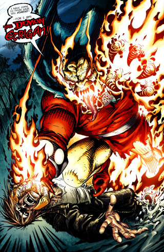 Demon attacking sword fire cartoon - yukito kishiro free wallpaper for mobile
