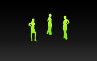 Three silhouettes people green black 2 - a black background free wallpaper for desktop