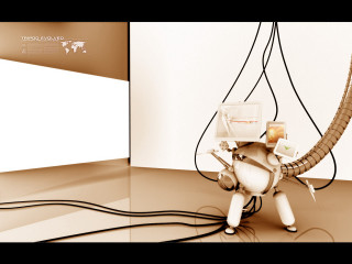 Robot computer wires room whitewall - a computer monitor free wallpaper