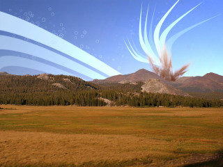 Field mountain sky clouds plane 2 - explosion free wallpaper