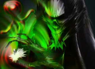 Green red abstract painting man - eldritch free wallpaper for desktop