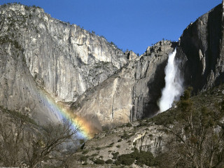 Rainbow waterfall mountain sky nature 2 - kodachrome free wallpaper