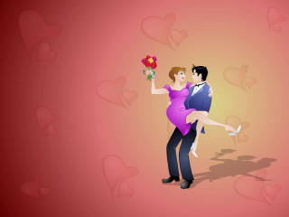 Man holding woman hearts red 2 - free valentines wallpaper for desktop