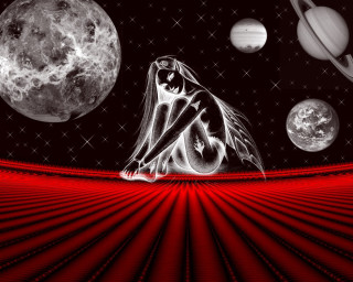 Woman red surface planets background - a red surface free wallpaper