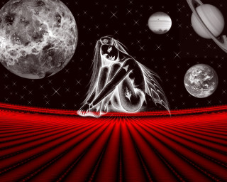 Woman sitting red surface planets - a red surface free wallpaper