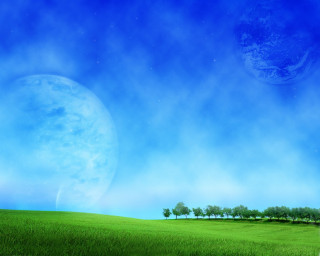 Green field trees blue sky 13 - beeple free wallpaper