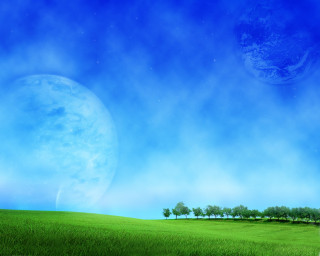 Green field trees blue sky 14 - beeple free wallpaper