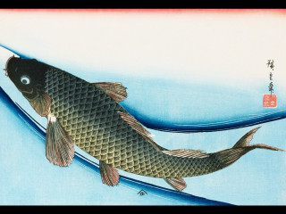 Fish wave water painting chinese - the bottom of the picture free wallpaper for desktop