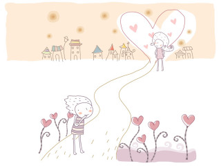 Person heart balloon city background - a drawing of a person holding free wallpaper