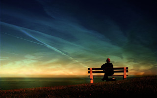 Ocean bench sunset sunrise person - arthur b. carles free wallpaper for desktop