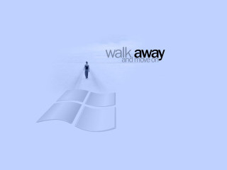 Man walking wall windows logo - a windows logo free wallpaper