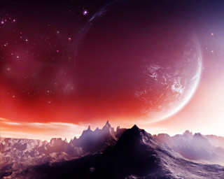 Red purple sky mountain distant 2 - a distant star in the background free wallpaper for desktop