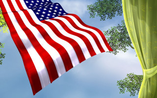 American flag flying sky forest 2 - a large american flag free wallpaper