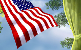 American flag flying sky forest 3 - a large american flag free wallpaper