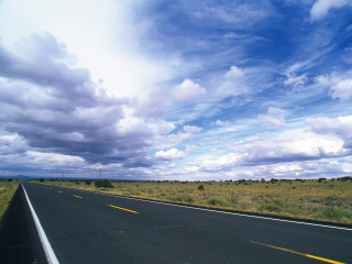 Long road cloudy sky grass 3 - a long road free wallpaper