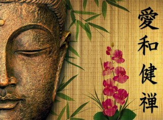 Buddha bamboo flowers statue nature - a buddha statue free wallpaper for desktop