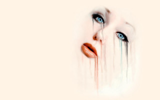 Woman face dripping blood blue - a womans face free wallpaper for desktop