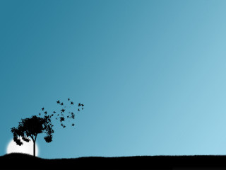 Tree birds sky hill background 2 - a hill in the background free wallpaper for desktop