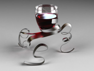 Glass of wine metal stand - kinetic art free wallpaper