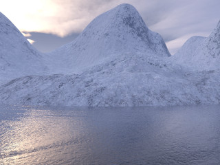 Mountain range water cloudy sky 4 - a body of water in front free wallpaper for desktop
