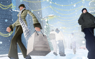 Man walking street holding bag - a street holding free wallpaper for desktop