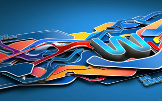 Colored letters blue background image 2 - an abstract sculpture free wallpaper