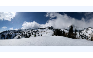 Snowy mountain trees clouds blue 4 - a snowy mountain free wallpaper