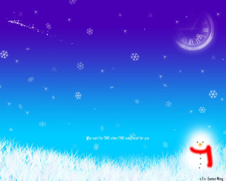 Snowman clock snow sky snowflakes - a clock in the background free wallpaper