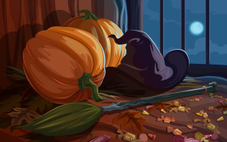 Cartoon pumpkin bat floor window - cyril rolando free wallpaper