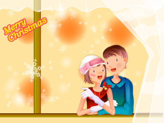 Man woman window sill christmas - merry christmas free wallpaper