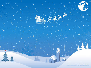 Santa sleigh flying over snowy - a santa claus sleigh free wallpaper