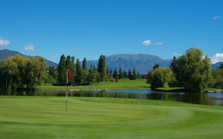 Golf course pond trees mountains - a pond and trees free wallpaper for desktop