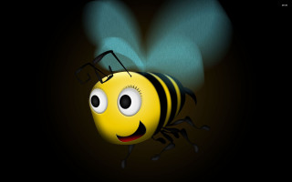 Cartoon bee smiling happy face - a big smile free wallpaper