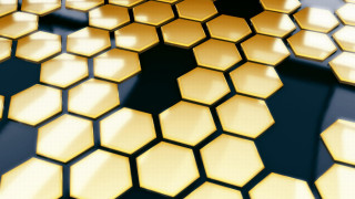 Honeycomb closeup black background yellow - beeple free wallpaper