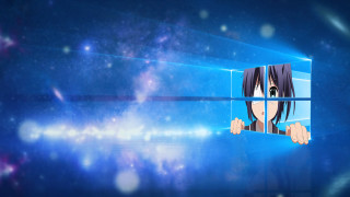 Anime character window stars sky - kyoani free wallpaper