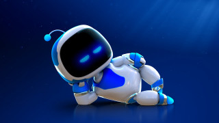 Robot astronaut glowing moonlight galaxy - a blue surface free wallpaper for desktop