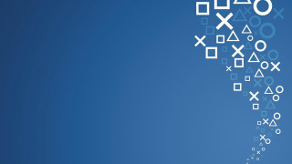 Blue background white pattern letters - video game free wallpaper