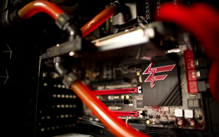 Computer wires red hose close - octane rendering free wallpaper