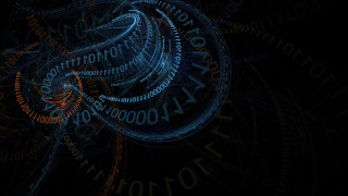 Spiral numbers black background blue - a blue light in the middle free wallpaper